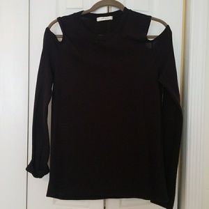 Black shoulder cut sweater
